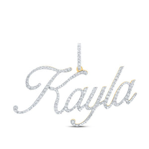 Diamond Initial & Letter Pendant | 10kt Yellow Gold Womens Round Diamond KAYLA Name Pendant 7/8 Cttw | Splendid Jewellery GND