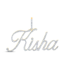 Load image into Gallery viewer, 10kt Yellow Gold Diamond Initial &amp; Letter Pendant | Personalized KISHA Name Pendant | Splendid Jewellery product  Top View from Splendid Jewellery