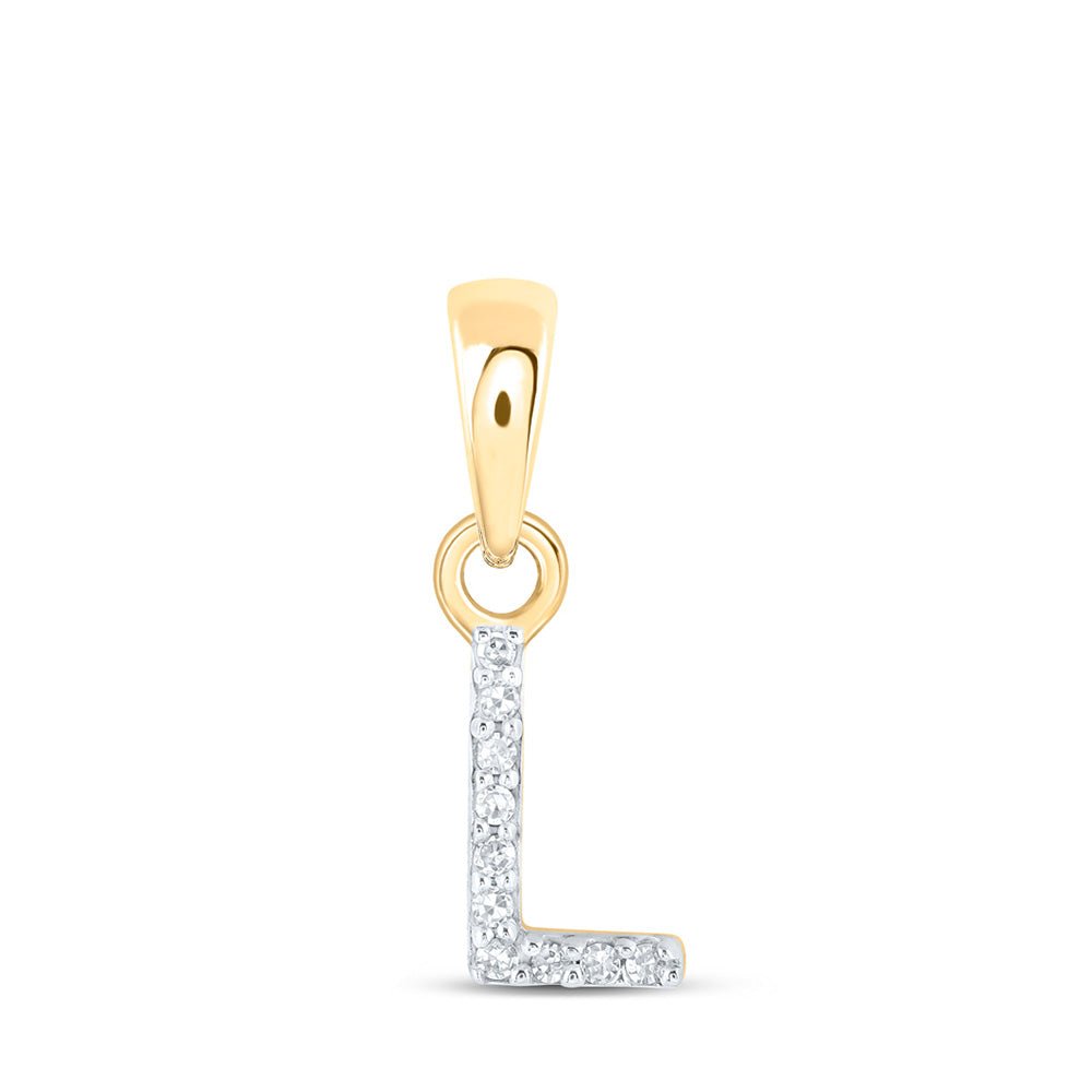 Diamond Initial & Letter Pendant | 10kt Yellow Gold Womens Round Diamond L Initial Letter Pendant .02 Cttw | Splendid Jewellery GND