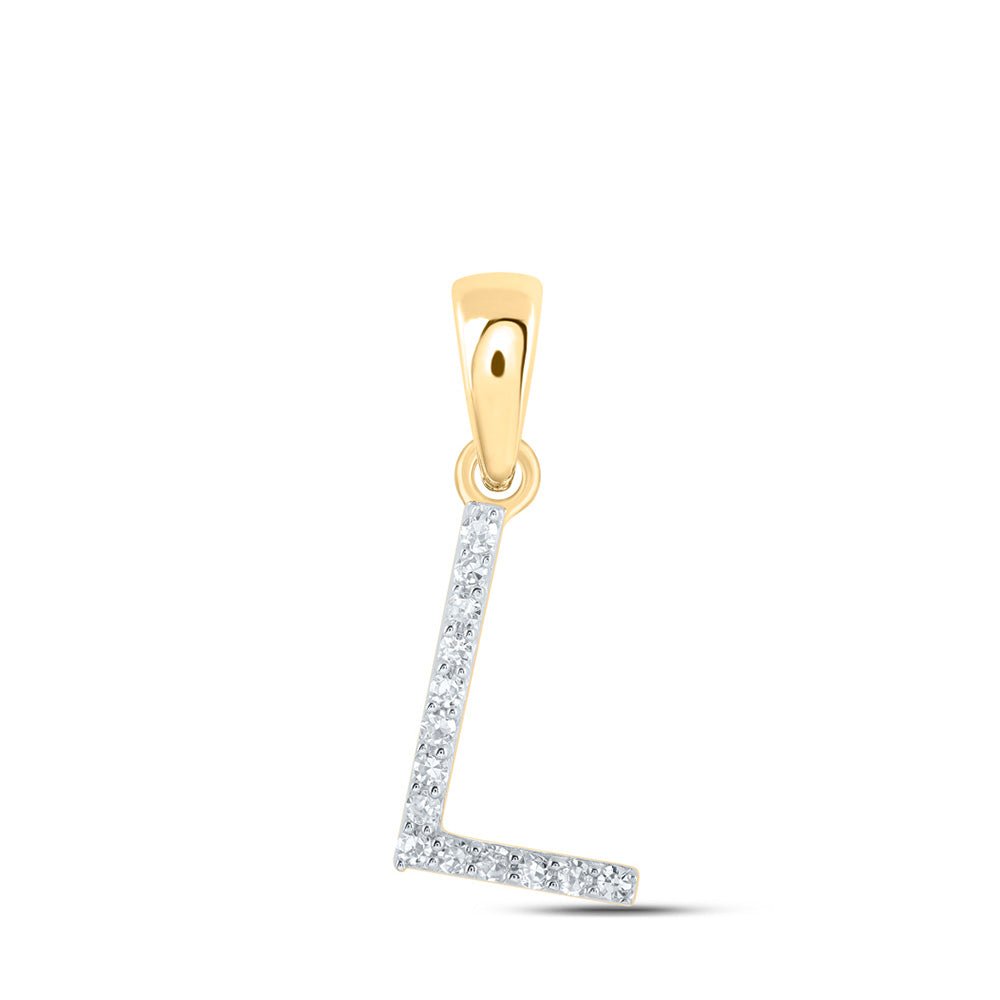 Diamond Initial & Letter Pendant | 10kt Yellow Gold Womens Round Diamond L Initial Letter Pendant 1/20 Cttw | Splendid Jewellery GND