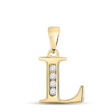 Load image into Gallery viewer, 10kt Yellow Gold Diamond Initial Pendant | Elegant L Letter Necklace with Round Diamond | Splendid Jewellery product  Top View from Splendid Jewellery