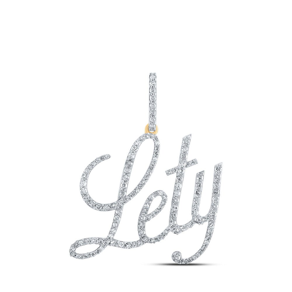 Diamond Initial & Letter Pendant | 10kt Yellow Gold Womens Round Diamond LETY Name Pendant 5/8 Cttw | Splendid Jewellery GND