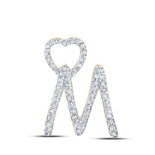Load image into Gallery viewer, 10kt Yellow Gold Diamond Heart Initial Pendant | Personalized Letter Necklace with Round Diamond | Splendid Jewellery product  Top View from Splendid Jewellery