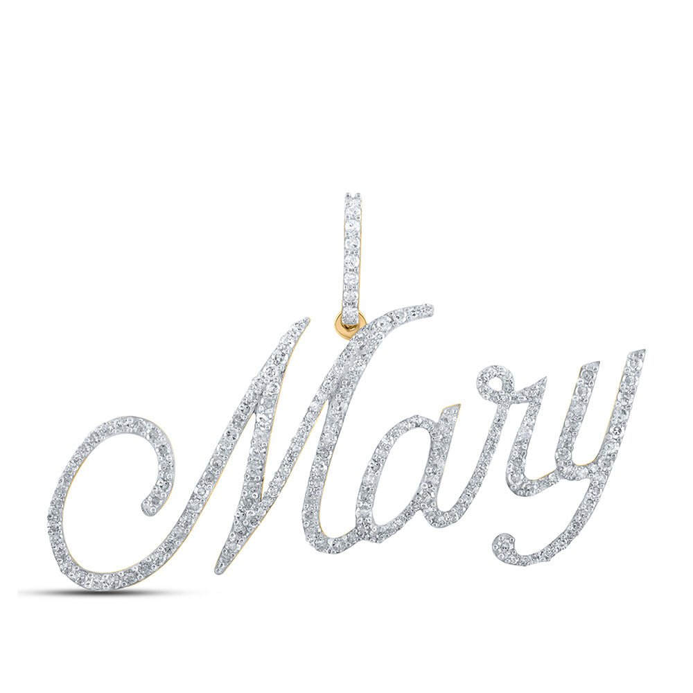 Diamond Initial & Letter Pendant | 10kt Yellow Gold Womens Round Diamond MARY Name Pendant 7/8 Cttw | Splendid Jewellery GND