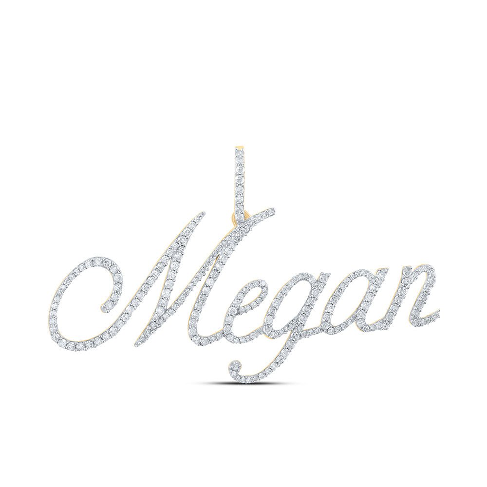 Diamond Initial & Letter Pendant | 10kt Yellow Gold Womens Round Diamond MEGAN Name Pendant 1 Cttw | Splendid Jewellery GND