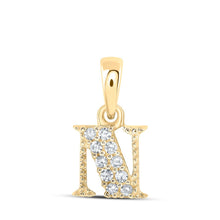 Load image into Gallery viewer, 10kt Yellow Gold Round Diamond Initial Pendant - Personalized Elegance product  Top View from Splendid Jewellery