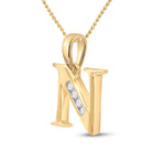 10kt Yellow Gold Diamond Initial Necklace | Personalized Round Diamond N Pendant | Splendid Jewellery product Side View from Splendid Jewellery