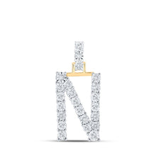 Load image into Gallery viewer, Radiant Initial Brilliance Pendant | 10kt Yellow Gold Womens Round Diamond N Initial Pendant 1/8 Cttw | Splendid Jewellery product  Top View from Splendid Jewellery