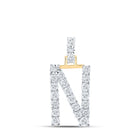 Radiant Initial Brilliance Pendant | 10kt Yellow Gold Womens Round Diamond N Initial Pendant 1/8 Cttw | Splendid Jewellery product  Top View from Splendid Jewellery