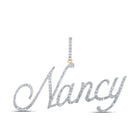 Radiant Gold Diamond Initial Pendant | Luxurious Round Diamond NANCY Name Pendant | Splendid Jewellery product  Top View from Splendid Jewellery