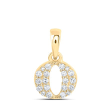 Load image into Gallery viewer, 10kt Yellow Gold Womens Round Diamond O Initial Letter Pendant - A Symbol of Individuality and Elegance product  Top View from Splendid Jewellery