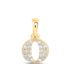 10kt Yellow Gold Womens Round Diamond O Initial Letter Pendant - A Symbol of Individuality and Elegance product  Top View from Splendid Jewellery