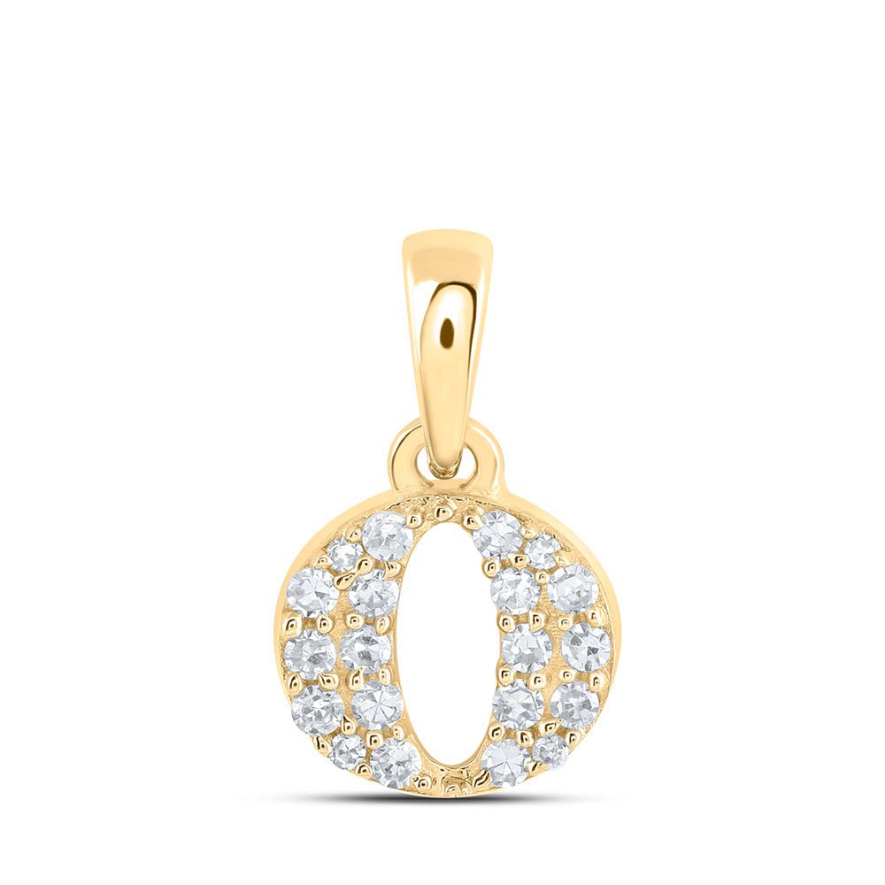 Diamond Initial & Letter Pendant | 10kt Yellow Gold Womens Round Diamond O Initial Letter Pendant 1/10 Cttw | Splendid Jewellery GND