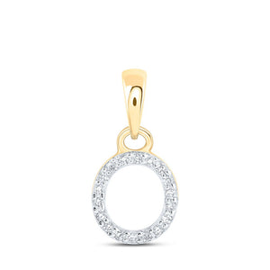 Diamond Initial & Letter Pendant | 10kt Yellow Gold Womens Round Diamond O Initial Letter Pendant 1/20 Cttw | Splendid Jewellery GND