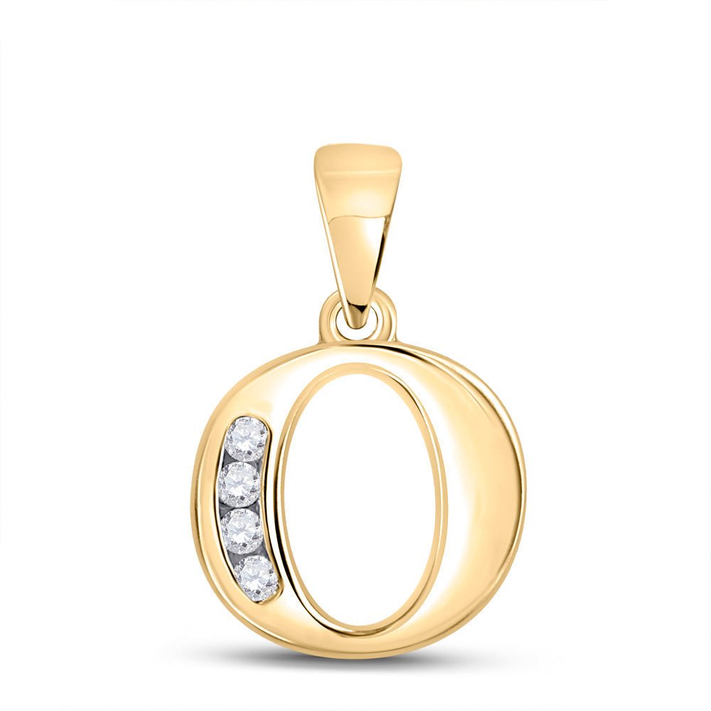 Diamond Initial & Letter Pendant | 10kt Yellow Gold Womens Round Diamond O Initial Letter Pendant 1/20 Cttw | Splendid Jewellery GND