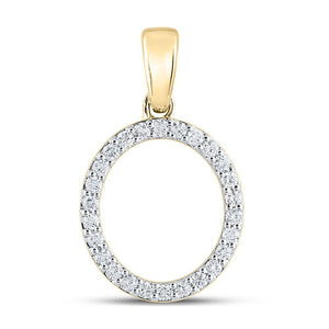 Diamond Initial & Letter Pendant | 10kt Yellow Gold Womens Round Diamond O Initial Letter Pendant 1/5 Cttw | Splendid Jewellery GND