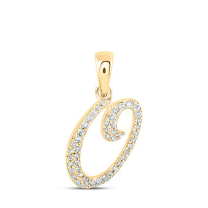 Diamond Initial & Letter Pendant | 10kt Yellow Gold Womens Round Diamond O Initial Letter Pendant 1/8 Cttw | Splendid Jewellery GND