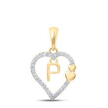 Load image into Gallery viewer, 10kt Yellow Gold Heart Initial Diamond Pendant | Personalized Love and Brilliance Pendant product  Top View from Splendid Jewellery