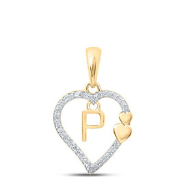 10kt Yellow Gold Heart Initial Diamond Pendant | Personalized Love and Brilliance Pendant product  Top View from Splendid Jewellery