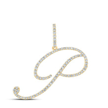 Load image into Gallery viewer, 10kt Yellow Gold Womens Round Diamond P Initial Letter Pendant - Personalized Elegance and Dazzling Brilliance product  Top View from Splendid Jewellery