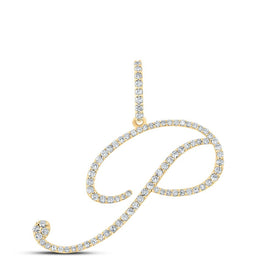 10kt Yellow Gold Womens Round Diamond P Initial Letter Pendant - Personalized Elegance and Dazzling Brilliance product  Top View from Splendid Jewellery