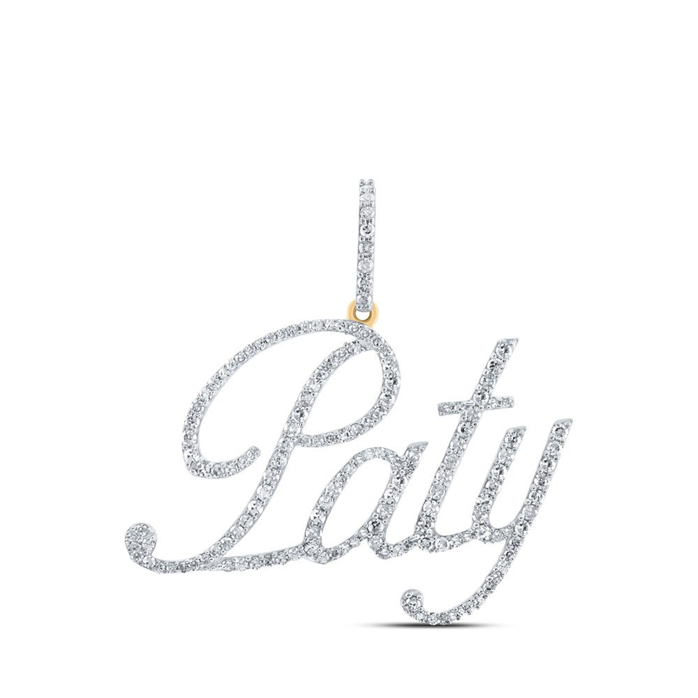 Diamond Initial & Letter Pendant | 10kt Yellow Gold Womens Round Diamond PATY Name Pendant 3/4 Cttw | Splendid Jewellery GND