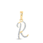 10kt Yellow Gold Diamond Initial & Letter Pendant - Personalized Elegance in Radiant R product  Top View from Splendid Jewellery