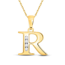 Load image into Gallery viewer, 10kt Yellow Gold Diamond Initial Pendant - Personalized Elegance product  Top View from Splendid Jewellery