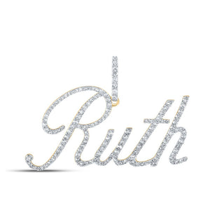 Diamond Initial & Letter Pendant | 10kt Yellow Gold Womens Round Diamond RUTH Name Pendant 3/4 Cttw | Splendid Jewellery GND