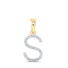 Captivating "Serenity" Diamond Initial Pendant | 10kt Yellow Gold Women's Round Diamond S Initial Letter Pendant 1/10 Cttw | Splendid Jewellery product  Top View from Splendid Jewellery