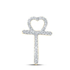 10kt Yellow Gold Diamond T Heart Letter Pendant - A Symbol of Love and Elegance - Top View