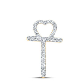 10kt Yellow Gold Diamond T Heart Letter Pendant - A Symbol of Love and Elegance - Top View