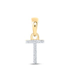 10kt Yellow Gold Diamond Initial Pendant - Personalized Elegance - Top View