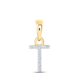10kt Yellow Gold Diamond Initial Pendant - Personalized Elegance - Top View