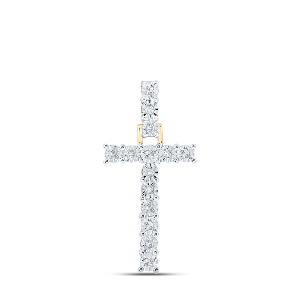 10kt White Gold Womens Round hotsell Diamond Cross Pendant 1/12 Cttw