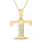 Radiant Reflections: 10kt Yellow Gold Diamond Initial Pendant - Top View