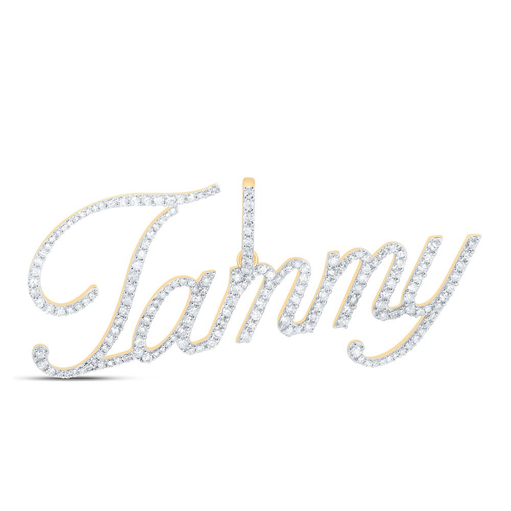 Diamond Initial & Letter Pendant | 10kt Yellow Gold Womens Round Diamond TAMMY Name Pendant 7/8 Cttw | Splendid Jewellery GND