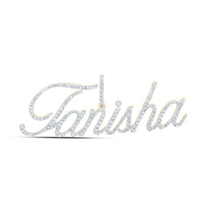 Diamond Initial & Letter Pendant | 10kt Yellow Gold Womens Round Diamond TANISHA Name Pendant 1 Cttw | Splendid Jewellery GND