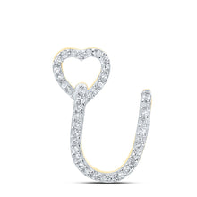 Load image into Gallery viewer, 10kt Yellow Gold Diamond Heart Initial Pendant - Top View