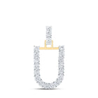 10kt Yellow Gold Diamond Initial & Letter Pendant - Top View