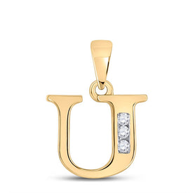 Radiant Reflections: 10kt Yellow Gold Diamond Initial Pendant - Top View