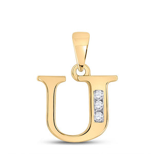 Diamond Initial & Letter Pendant | 10kt Yellow Gold Womens Round Diamond U Initial Letter Pendant 1/20 Cttw | Splendid Jewellery GND