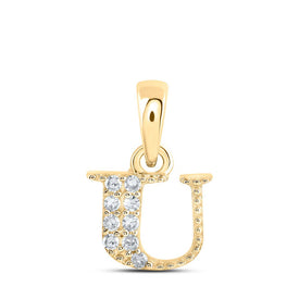 10kt Yellow Gold Diamond Initial & Letter Pendant - Top View