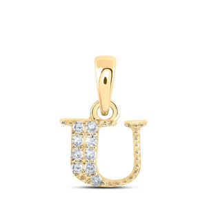 Diamond Initial & Letter Pendant | 10kt Yellow Gold Womens Round Diamond U Initial Letter Pendant 1/20 Cttw | Splendid Jewellery GND