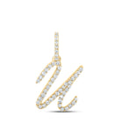 10kt Yellow Gold Diamond Initial Pendant: Personalized Elegance in Radiant Brilliance - Top View