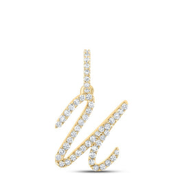 10kt Yellow Gold Diamond Initial Pendant: Personalized Elegance in Radiant Brilliance - Top View
