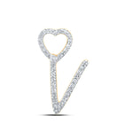 10kt Yellow Gold Diamond Initial Heart Pendant - Personalized Elegance - Top View