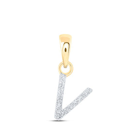 10kt Yellow Gold Diamond Initial V Pendant - Personalized Elegance - Top View