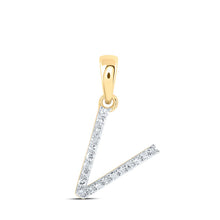 Load image into Gallery viewer, Radiant Reflections: 10kt Yellow Gold Diamond Initial Pendant - Top View