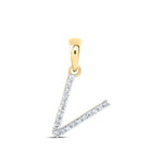 Radiant Reflections: 10kt Yellow Gold Diamond Initial Pendant - Top View